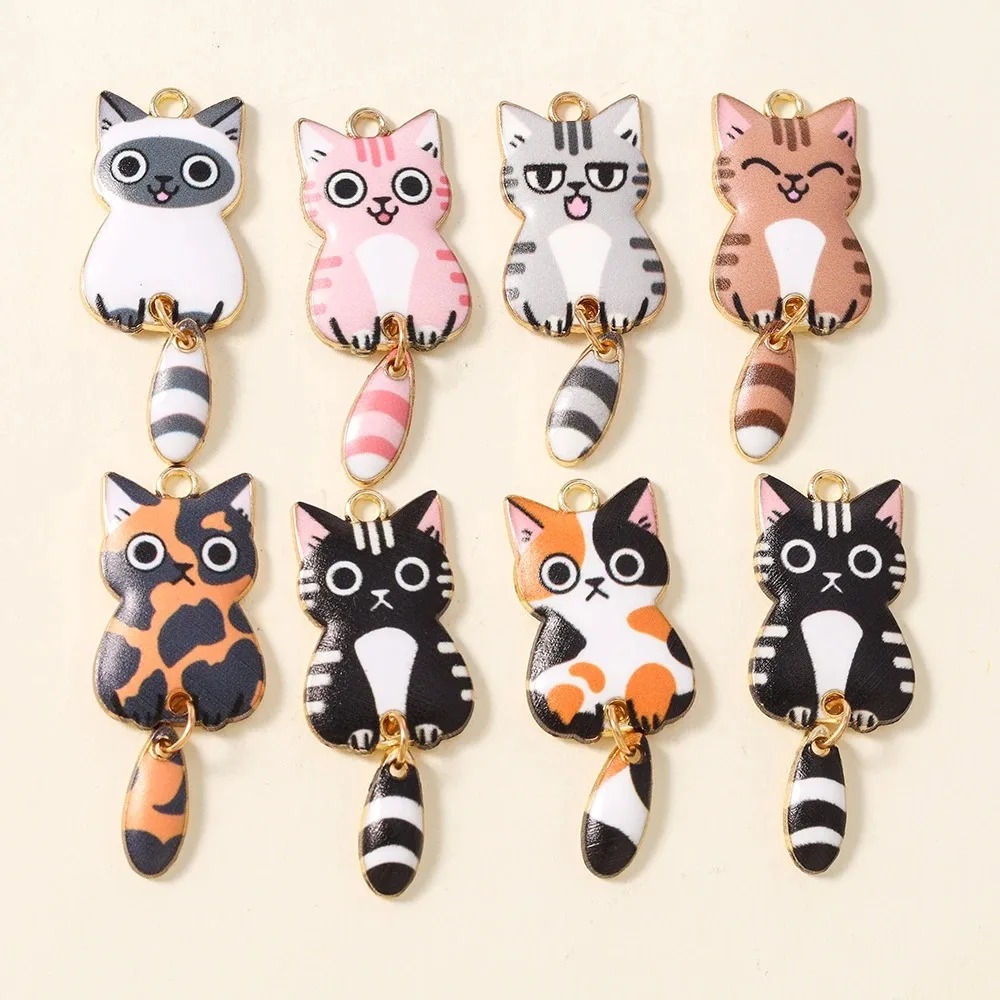 Resin Crafts Diy - 10Pcs 16×39mm Cute Cartoon Cat Resin