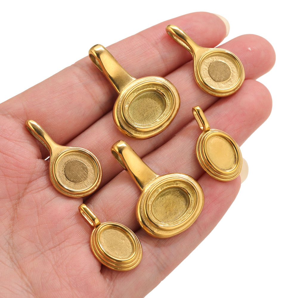 5pcs Stainless Steel Round Ova - Resin Crafts 评论和价格