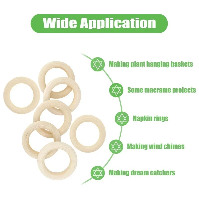 20pcs 30mm Unfinished Smooth W - Wood Ring Blank 评论和价格