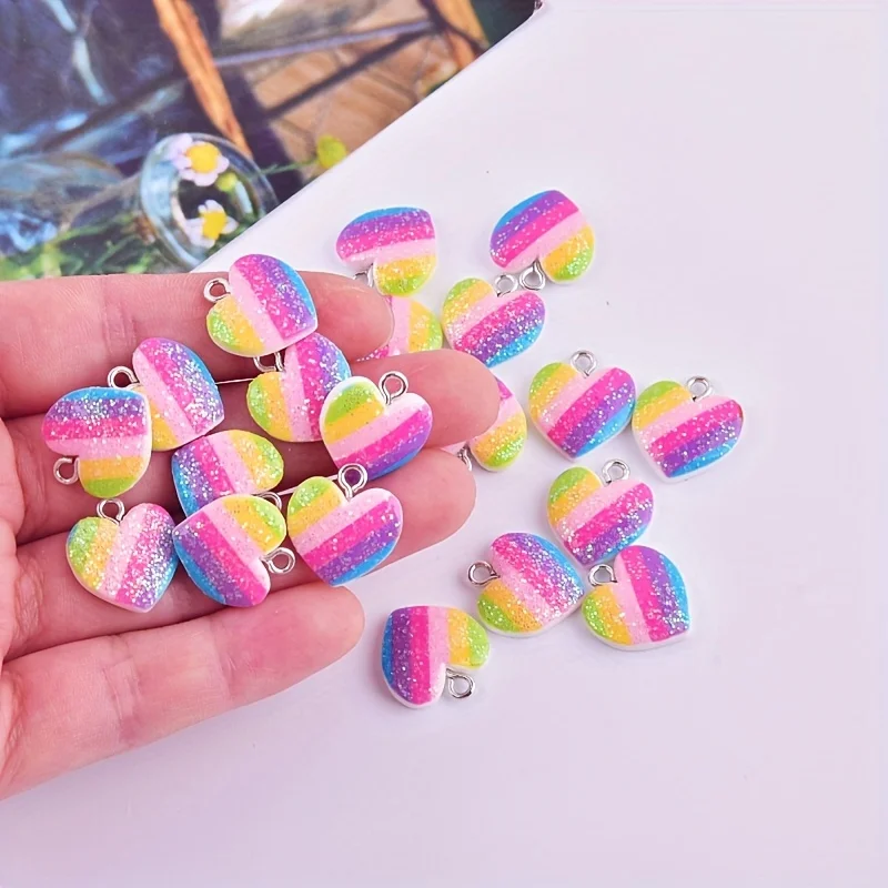 10Pcs Colorful Heart Resin Cha - Resin Crafts Diy 评论和价格