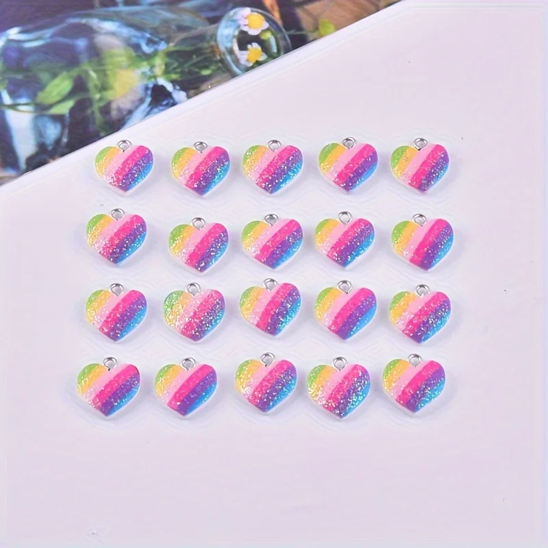 10Pcs Colorful Heart Resin Cha - Resin Crafts Diy 评论和价格