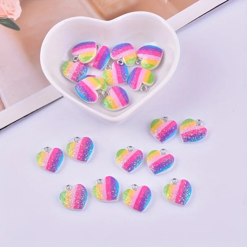 10Pcs Colorful Heart Resin Cha - Resin Crafts Diy 评论和价格