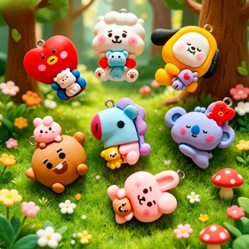7pcs BT21 Resin Cartoon Charm  - Resin Crafts 评论和价格