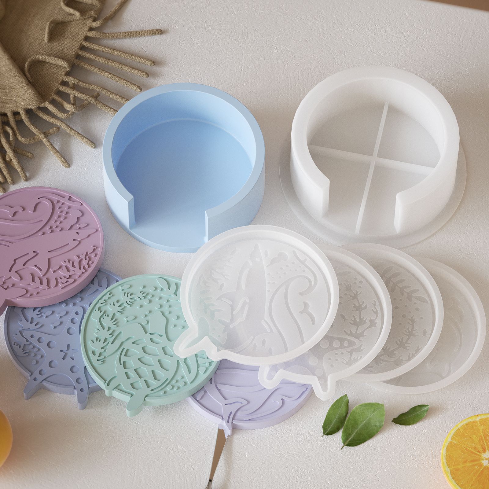 Plaster Coaster Storage Base M - Resin Ocean Wave Mold 评论和价格