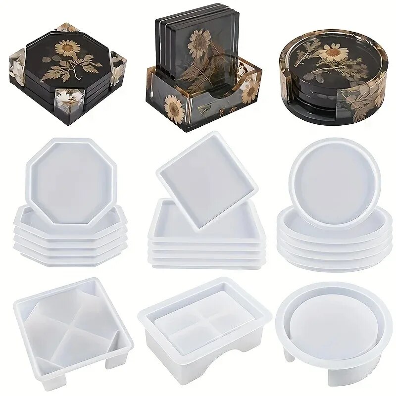 Coaster Resin Molds Set Includ - Mixing Cup Silicone 评论和价格